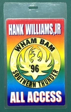 VINTAGE BACKSTAGE PASS: 1996 HANK WILLIAMS JR - Wham Bam Southern Thunder Tour