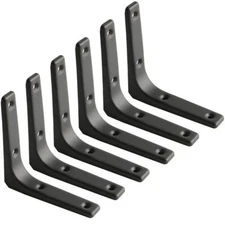 6 Pack 4x4 inch Black Heavy Duty Iron Shelf Brackets Wall Mount Angle Support