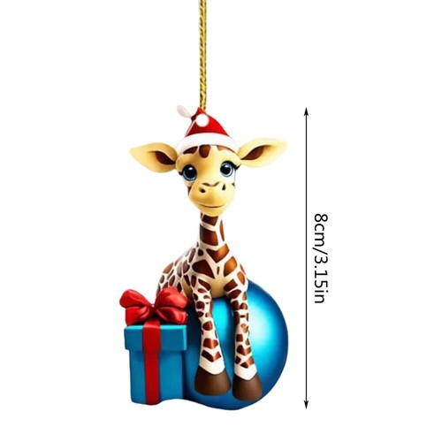 5pcs Cartoon Giraffe Pattern Christmas Tree Pendant Acrylic Home Decoration - Picture 2 of 5