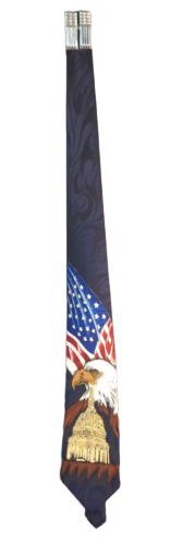 Steven Harris Majestic Bald American Eagle USA Flag Capitol Building Tie Handmad - Picture 1 of 3