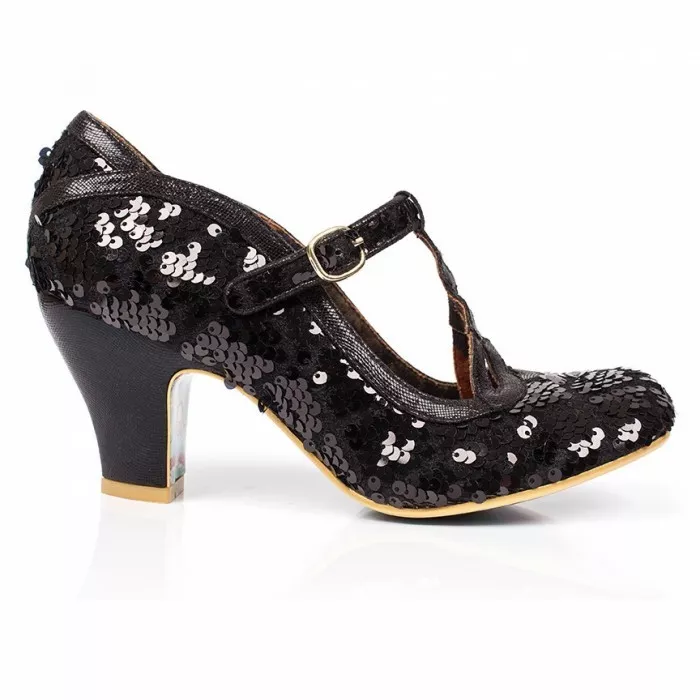 femmes Irregular Choice joliment Done Paillettes Noires bottines