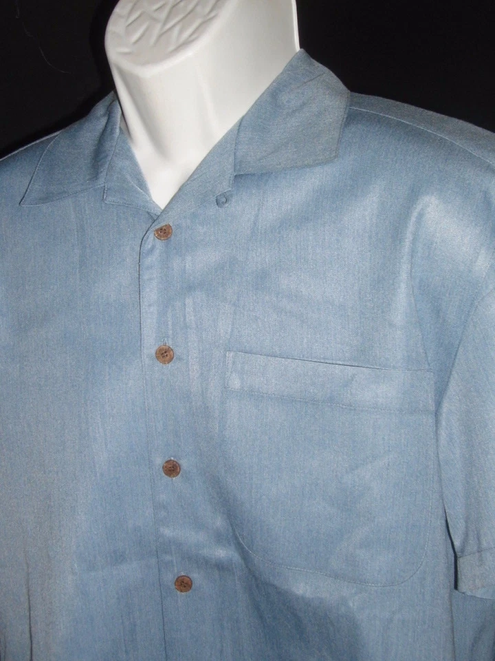  CARIBBEAN JOE BLUE EMBROIDERED "BEACH PARTY" POLY/RAYON S/S HAWAIIAN SHIRT SZ S - Image 3 of 4