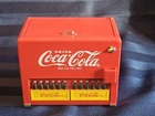 Vintage 1997 Coca Cola Coin Bank Musical Box Diecast Metal Slider Cooler Works