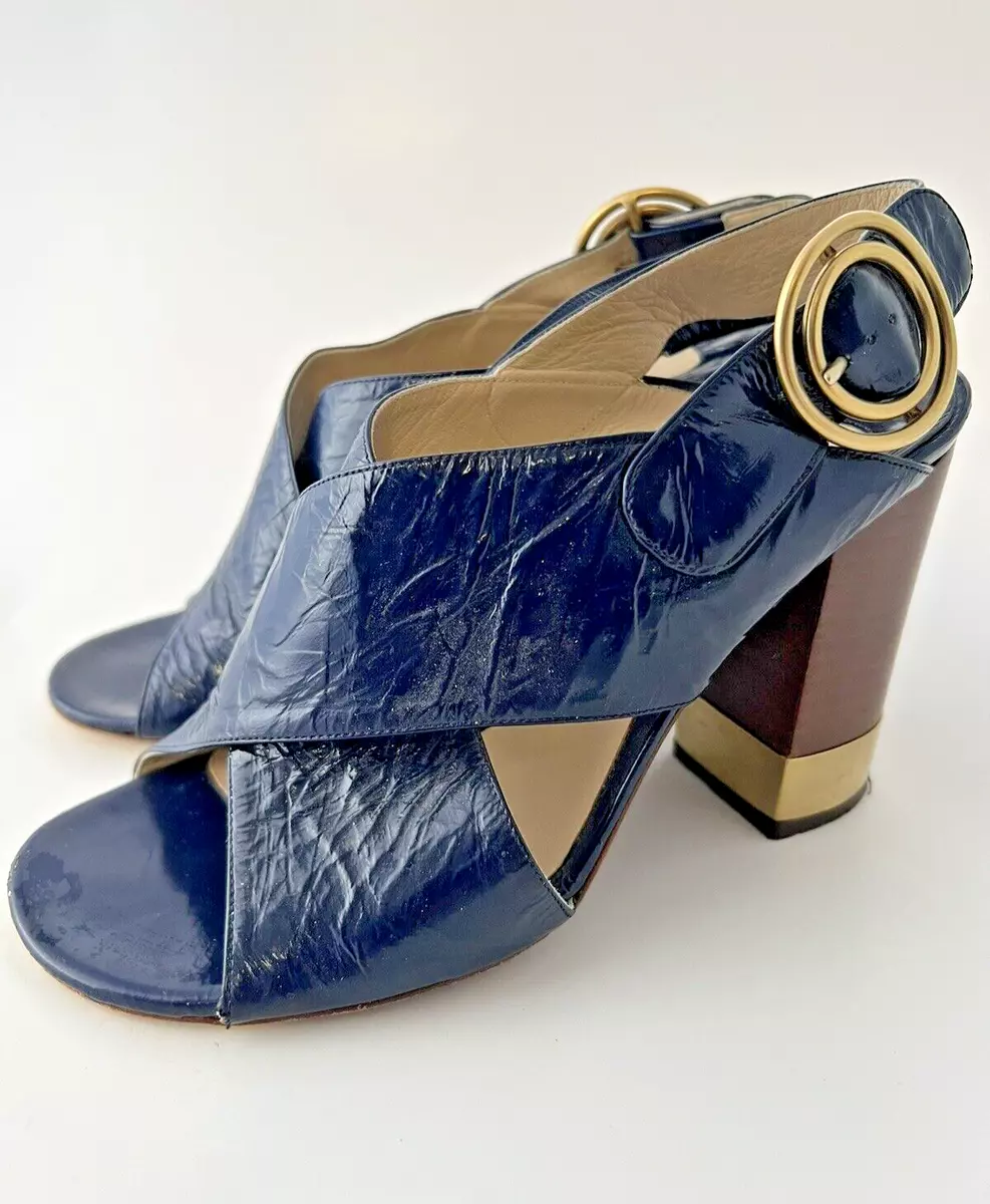 Navy blue sandals store high heels