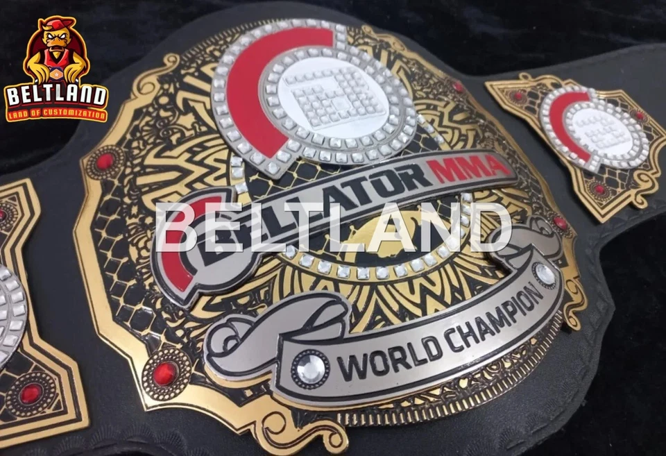 Cinturón título réplica campeón del mundo BELLATOR MMA talla adulto zinc 2 mm cuero Foto 2 de 3