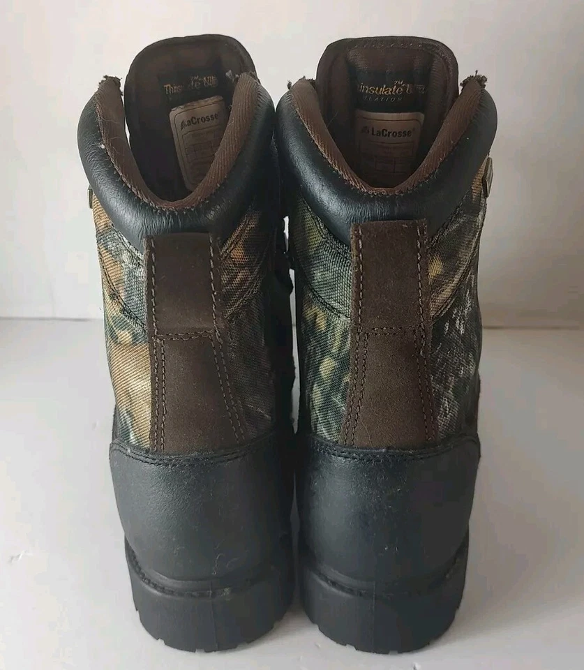 Lacrosse Hyper-Dri Waterproof 800 Gram  Insulated Boot Yth Sz 4 Camo Leather GC - Image 3 of 4