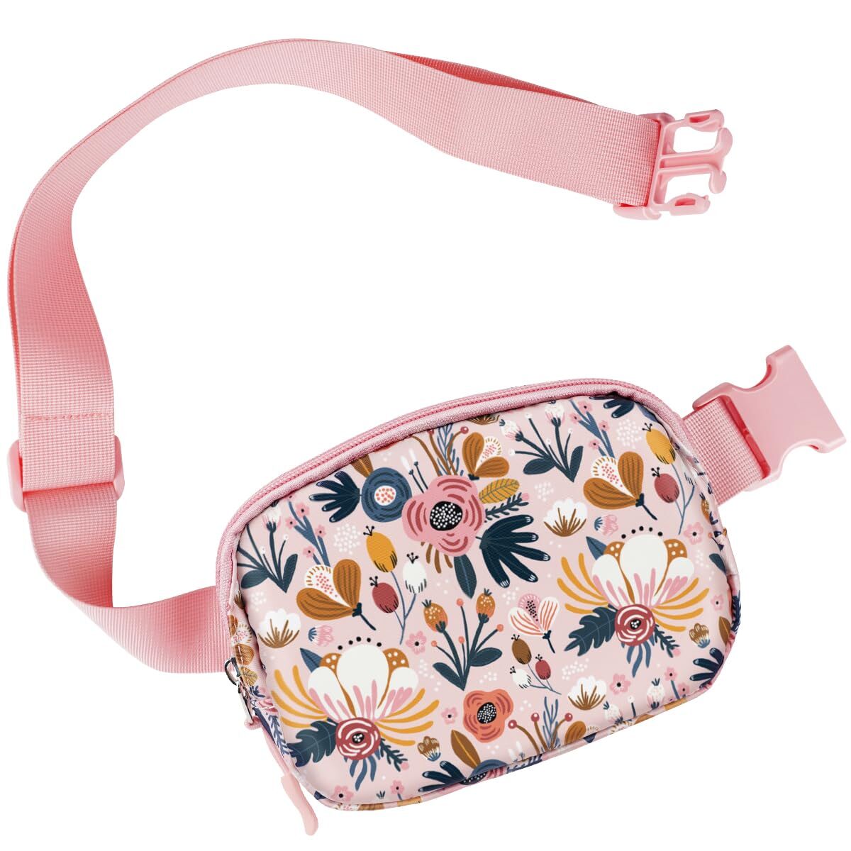 Pink Flowers Belt Bag Waist Fanny Pack Crossbody Small Travel