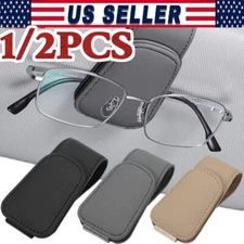 Magnetic Leather Sunglasses Holder for Car Sun Visor Eyeglass Hanger Clip USA