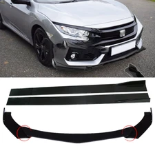 Front Bumper Lip Splitter Spoiler Body Kit +Side Skirt For Honda Civic 10th Si H