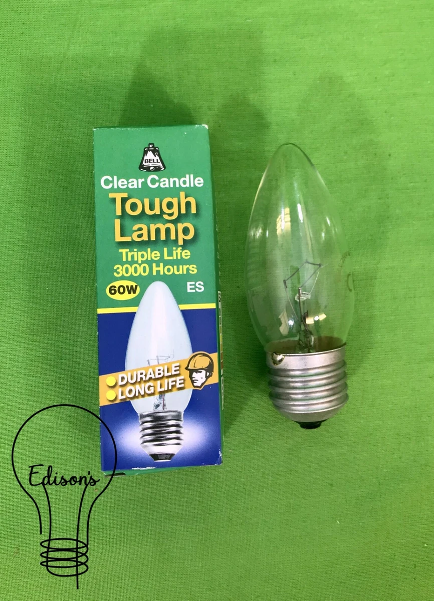 60 Watt Dimmable Candle Bulb Clear ES E27 Edison Screw Tough Lamp