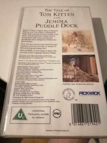 Beatrix Potter The Tale Of Tom Kitten And Jemima Puddle-duck Vhs Video