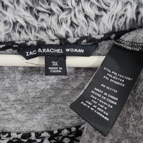Zac & Rachel Asymmetric Knit Tunic Sweater Dolman Sleeve Black Gray Woman SZ 3X - Picture 5 of 6
