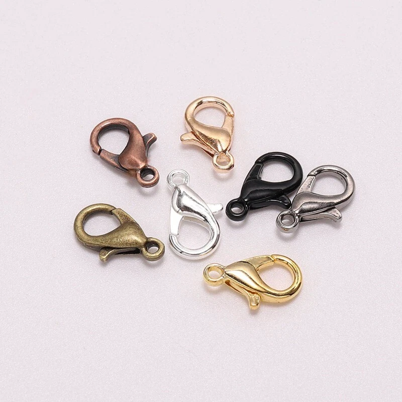 100 Lobster Clasps Trigger 10mm 12mm 14mm 16mm 21mm Silver Gold Rose Gold Bronze - Image 4 of 4