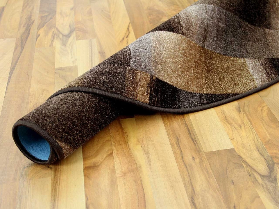 Designer Velour Teppich Mystic Karo Braun Rund - Bild 4 von 4