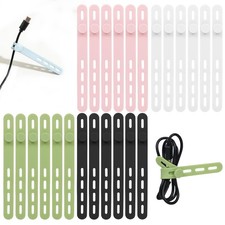 Donruby 24Pcs Silicone Cable Ties - Reusable & Black/White/Pink/Green 