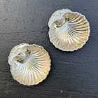 Vintage Silver Plated Clam Shell Shaped Trinket Soap Dish Tray Set of 2 - China