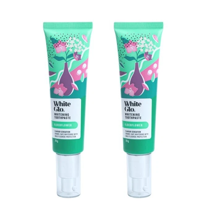 2x White Glo Whitening Toothpaste 70g – Elderflower Fresh Daily Oral Care