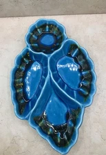 Santa Anita Ware California USA G- 434 Divided Geode Drip Leaf Dish MCM