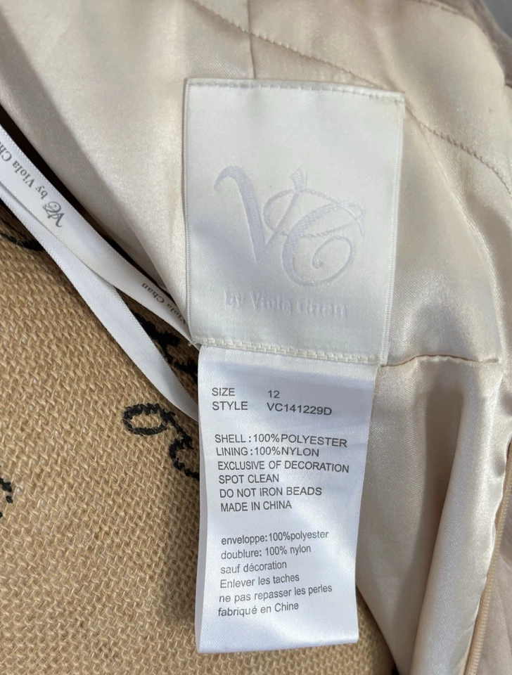 Vestido de baile adornado VC by Viola Chan talla 12 ilusión con cuentas corpiño rubor ❤️👸 Foto 3 de 4