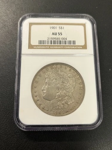 1901 P MORGAN DOLLAR NGC AU-55 - BETTER DATE SILVER DOLLAR - CERTIFIED SLAB - $1