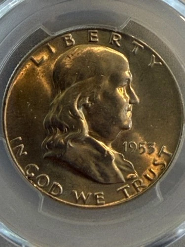 1953-D PCGS MS65 FBL Obv Die Clash FS-402 Franklin Half Dollar nice color