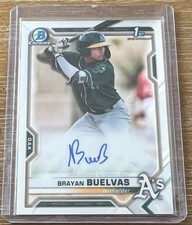 BRAYAN BUELVAS 2021 Bowman Chrome AUTO AUTOGRAPH 1ST RC ROOKIE ! OAKLAND A'S !