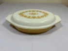 Vintage Pyrex Butterfly Gold Divided Casserole Baking Dish 1 Quart 063 with Lid