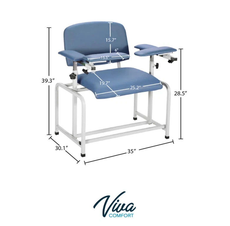 Silla Flebotomía Bariátrica Azul con Reposabrazos Ajustable Gran Capacidad Peso Foto 3 de 4