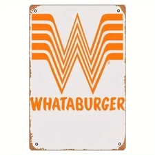 2D Flat - 2DVintage Whataburger Tin Metal Signs- 8x12 Inch Retro Food Decorative