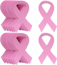 30 Piece Pink Ribbon Foam Breast Cancer Awareness Ribbons Foam，6 Inches Height