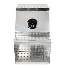 Aluminum 25"X28"X18" Side Mount Semi Truck Tool Storage Saddle Step Box w/T-Lock