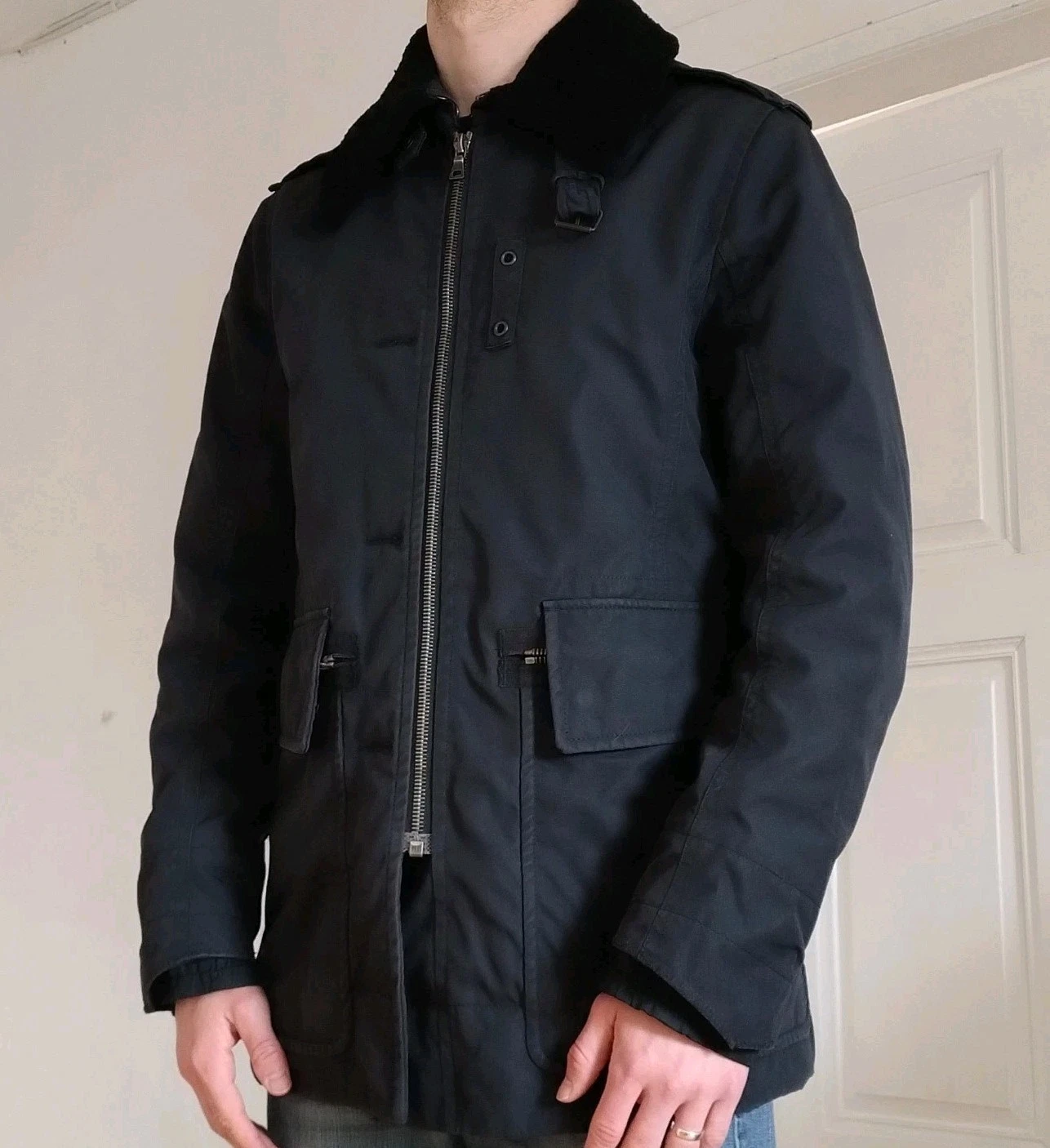 Prada Giacca Parka Militare Cappotto Giacca Aviatore Shearling 50 M L Archivio