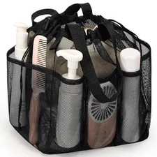 Mesh Shower Caddy Portable with Drawstring, Dorm Room Essentials for BLACK