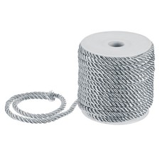 22 Yards Soft Twisted Rope Trim, 5mm Silver Gray Polyester Cord for DIY Craft