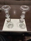 8.5" Vintage Steuben Art Glass Teardrop Baluster Candlestick Holder Clear USA
