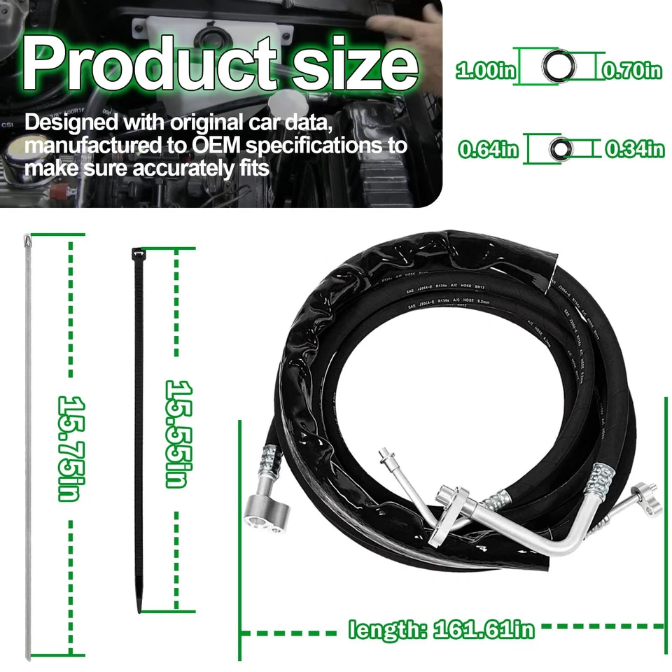 Juego de mangueras de línea de aire acondicionado trasero YSH34913 para GMC Yukon Cadillac Escalade Chevrolet Tahoe Foto 4 de 4