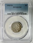 1919-D Buffalo Nickel, PCGS F-15, Scarce Date!