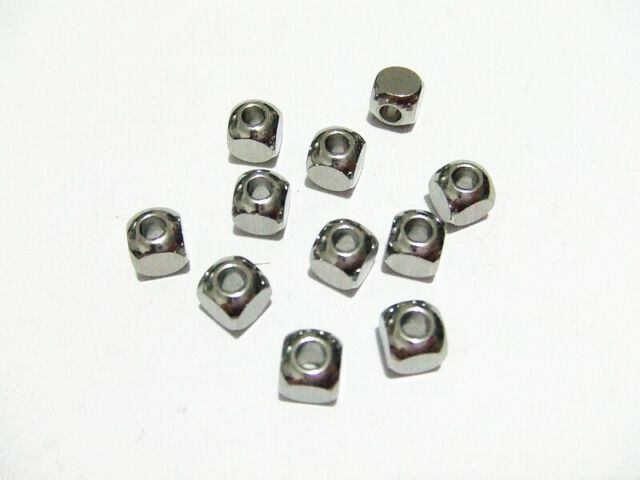 5pz perline in acciaio inox spacer separatori cubo 6mm colore argento scuro