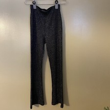 Urban Outfitters Size Small Stretch Knit Black And Silver Metallic Pull On Pant