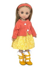 14 Inch Doll Clothes- Complete Outfit Dress, Sweater, Headband And Boots