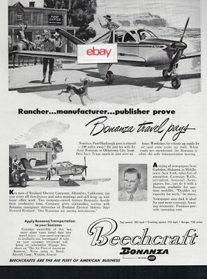 Beechcraft Flugzeug Bonanza 1949 Executive Von John Wanamakers Dept Lager Ad