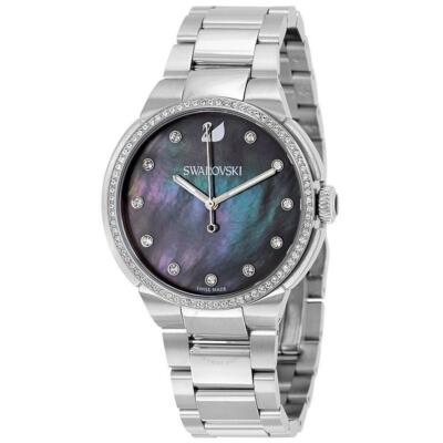 SWAROVSKI GRAY LEATHER MOTHER OF PEARL DIAL WATCH Mother of Pearl Dial - Natural / Swarovski Edition (Day Date  main image 3