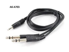3ft Stereo 3.5mm Male to Dual 1/4" Stereo Male Y-Splitter Audio Cable, A6-A703