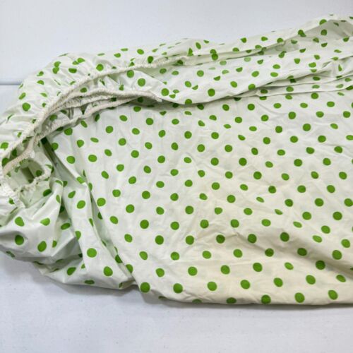 vintage springmaid fitted sheet twin green dots blend no iron mcm retro 70s