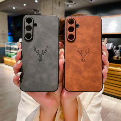 For Samsung S25 Ultra S24 S23 A55 A15 A35 Deer Leather TPU Shockproof Case Cover