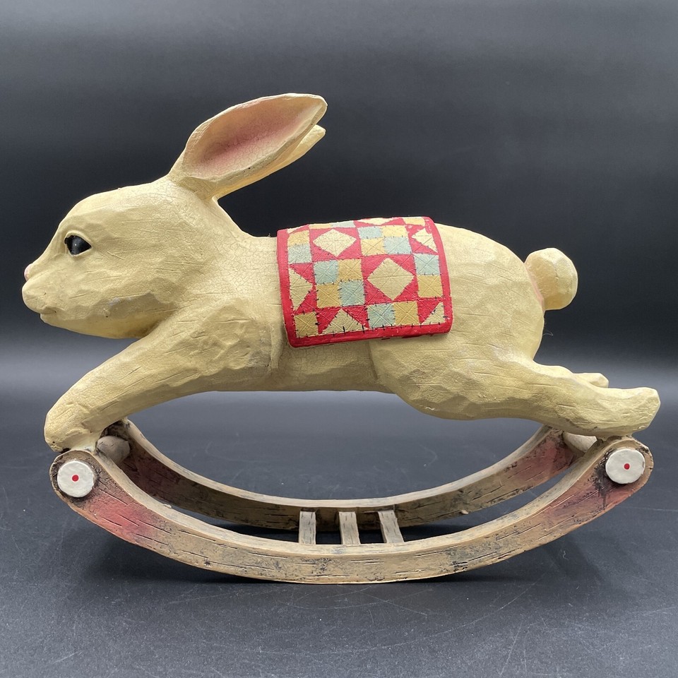 Rocking Bunny Rabbit Quilt Saddle Folk Art Easter Spring Decor 11