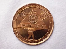 Daniel Carr - 2010 Hard Times Token - Debt Pyramid / Uncle Scam, Pure Copper