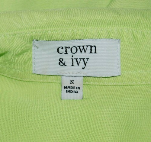Lot 2 Crown & Ivy 100% Lyocell 1 Green & 1 Chambray Collared Button Shirts Small - Picture 5 of 8