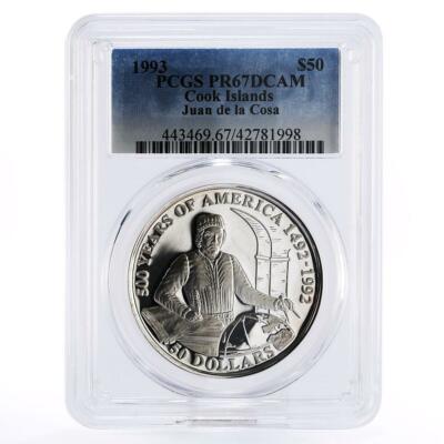 Cook Islands 50 dollars Juan de la Cosa Traveller PR67 PCGS silver