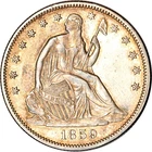 1859 50C Seated Liberty Half Dollar AU K18892